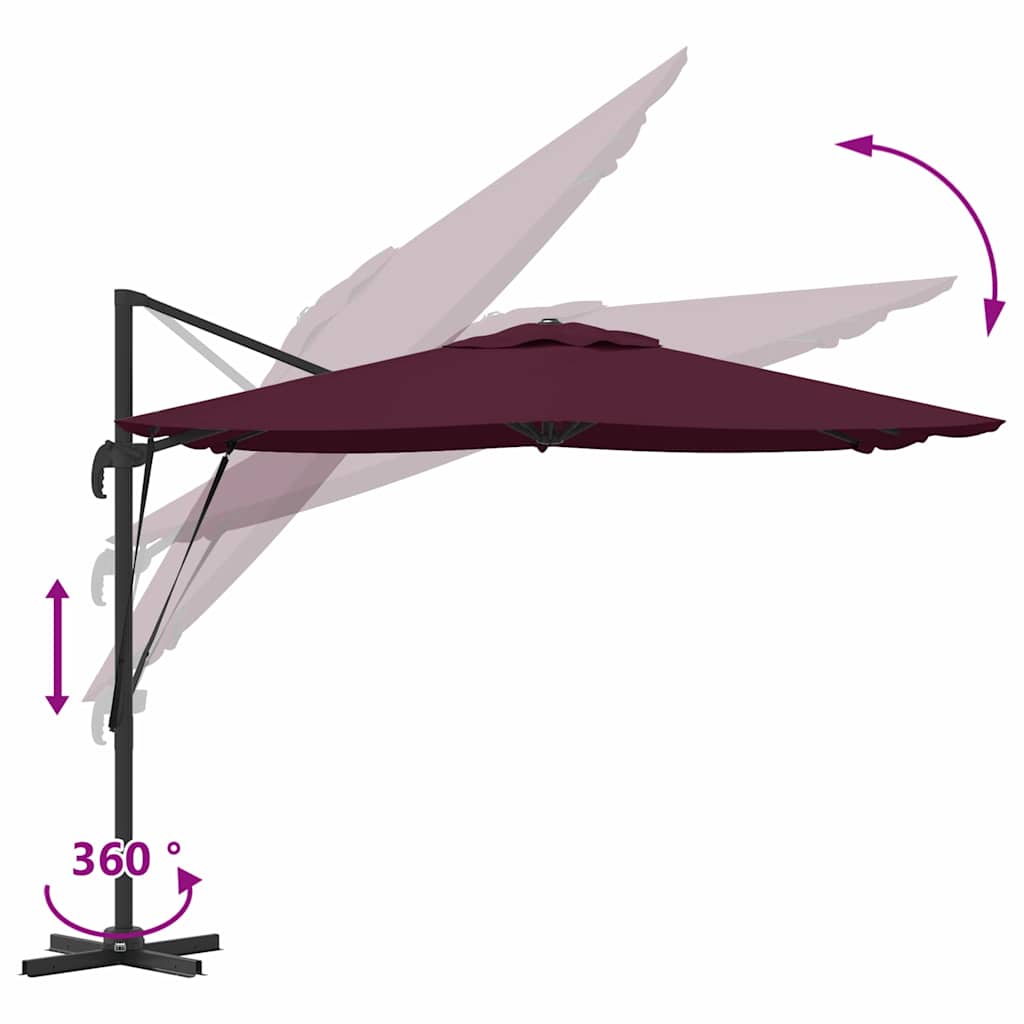 vidaXL Parasol Roma Czerwony 286 x 284 x 265 cm Aluminium i Poliester