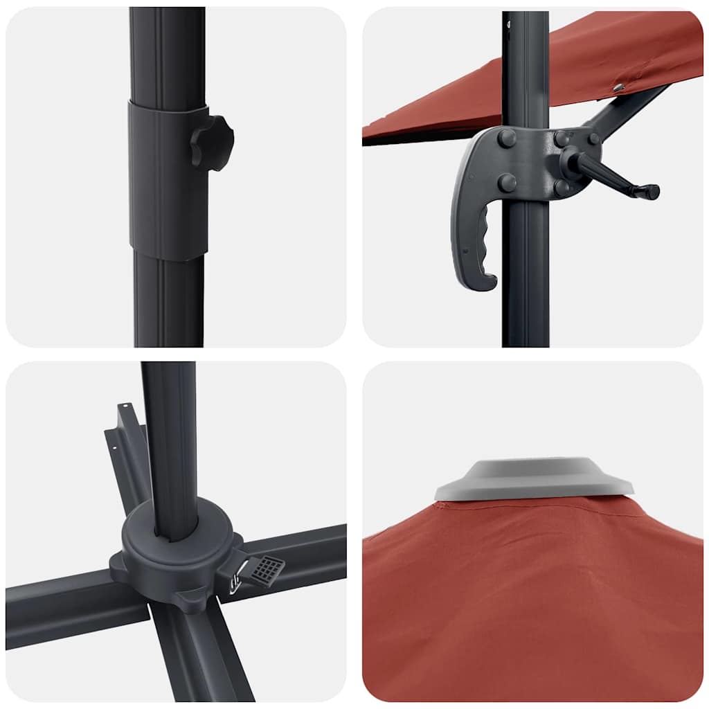 vidaXL Parasol Roma Czerwony 286 x 284 x 265 cm Aluminium i Poliester
