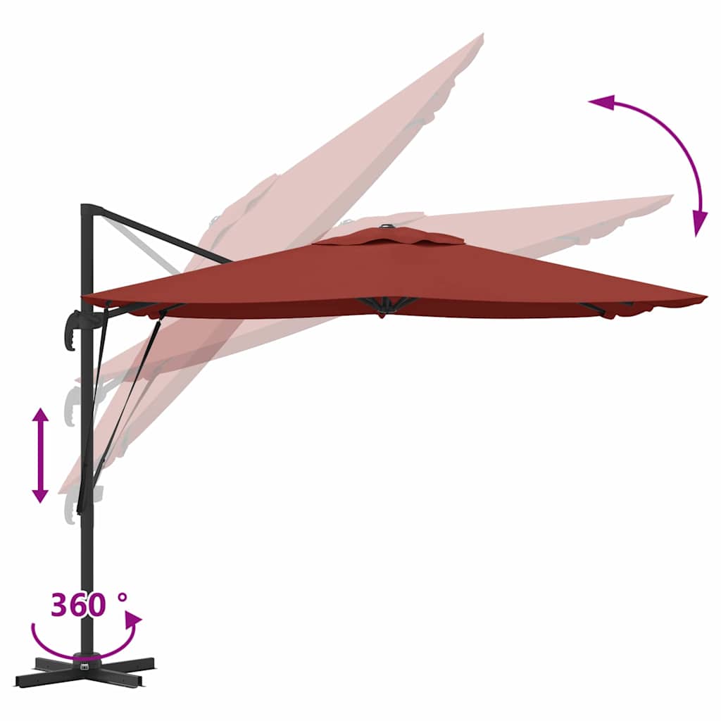 vidaXL Parasol Roma Czerwony 286 x 284 x 265 cm Aluminium i Poliester