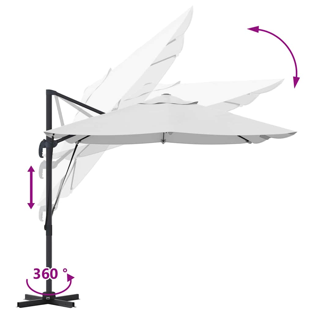 vidaXL Parasol plażowy piaskowy 351 x 250 x 260 cm