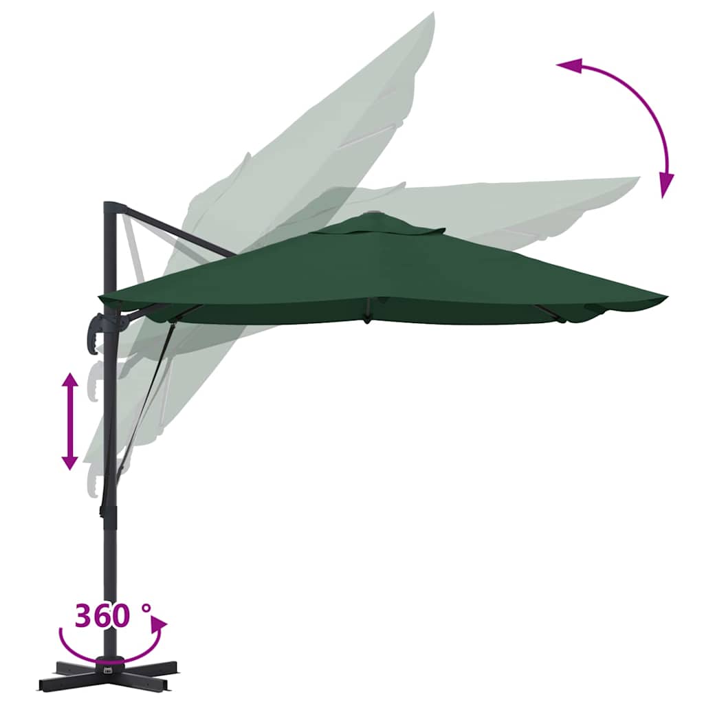 vidaXL Parasol plażowy Zielony 351 x 250 x 260 cm