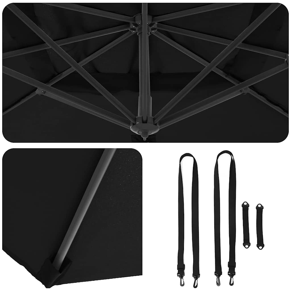 vidaXL Parasol plażowy Czarny 351 x 250 x 260 cm Poliester i aluminium