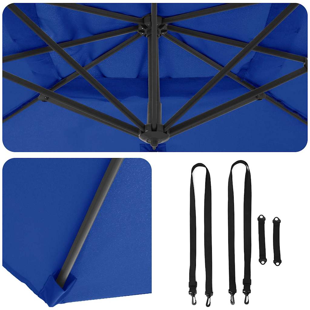 vidaXL Parasol plażowy Niebieski azur 351 x 250 x 260 cm