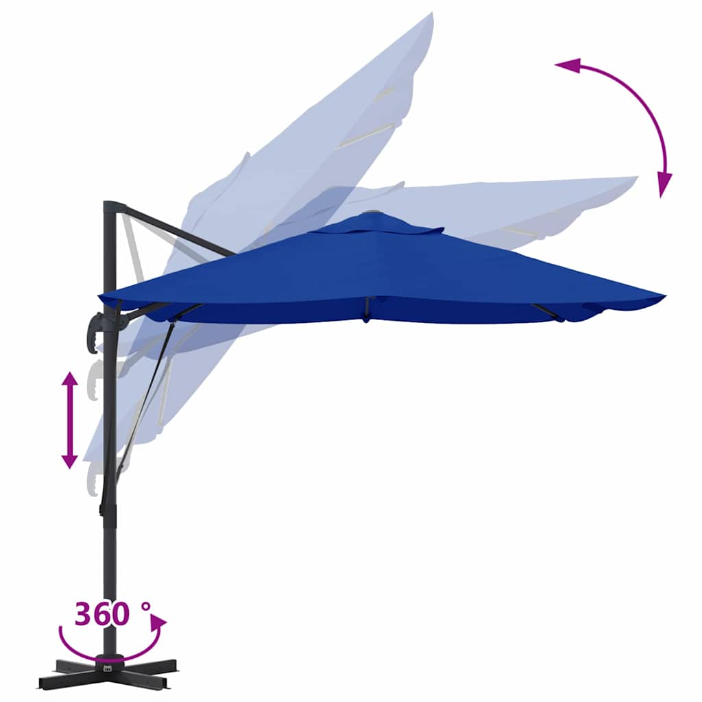 vidaXL Parasol plażowy Niebieski azur 351 x 250 x 260 cm