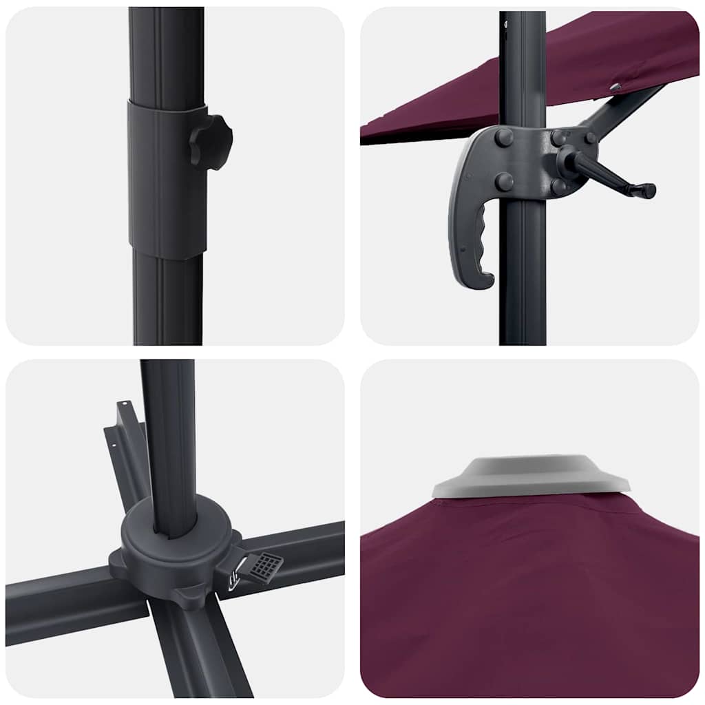 vidaXL Parasol plażowy Bordeaux Czerwony 351 x 250 x 260 cm