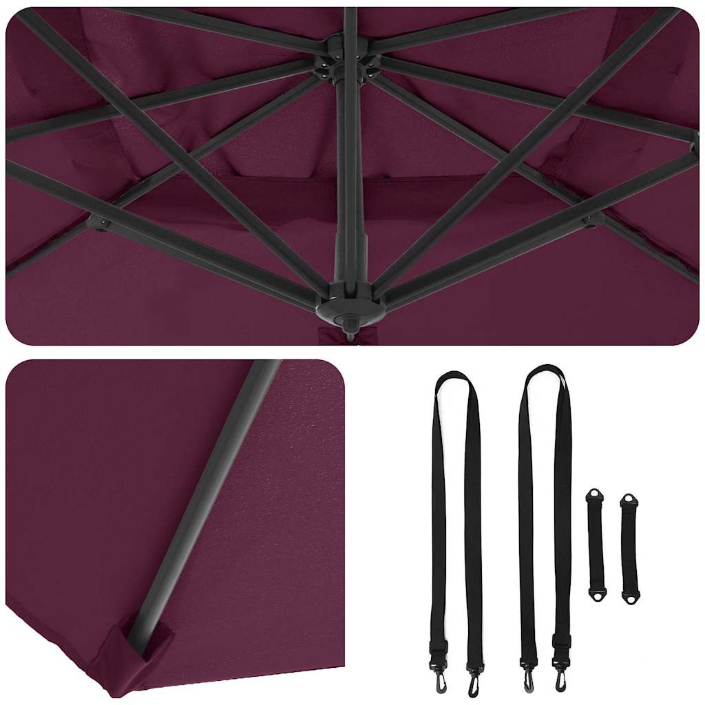 vidaXL Parasol plażowy Bordeaux Czerwony 351 x 250 x 260 cm