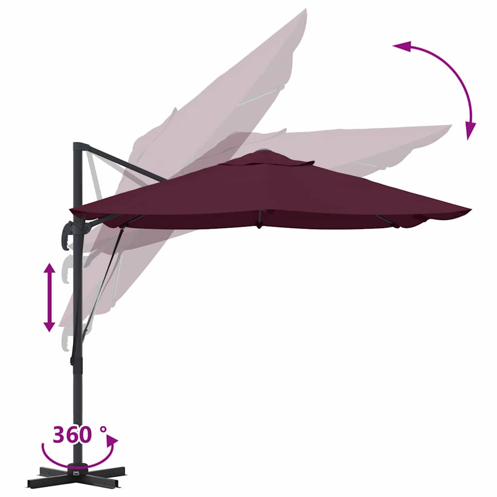 vidaXL Parasol plażowy Bordeaux Czerwony 351 x 250 x 260 cm