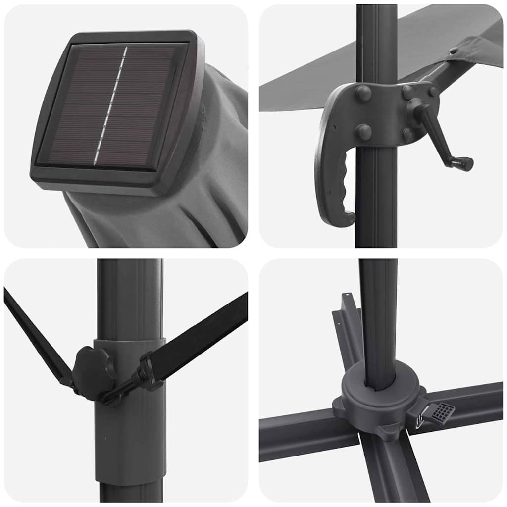 vidaXL Parasol Roma Antracyt 286 x 284 x 270 cm Aluminium i Poliester