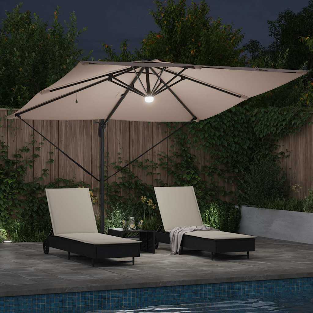 vidaXL Parasol Roma Ze LED Lights Ciemnoszary 286 x 284 x 270 cm