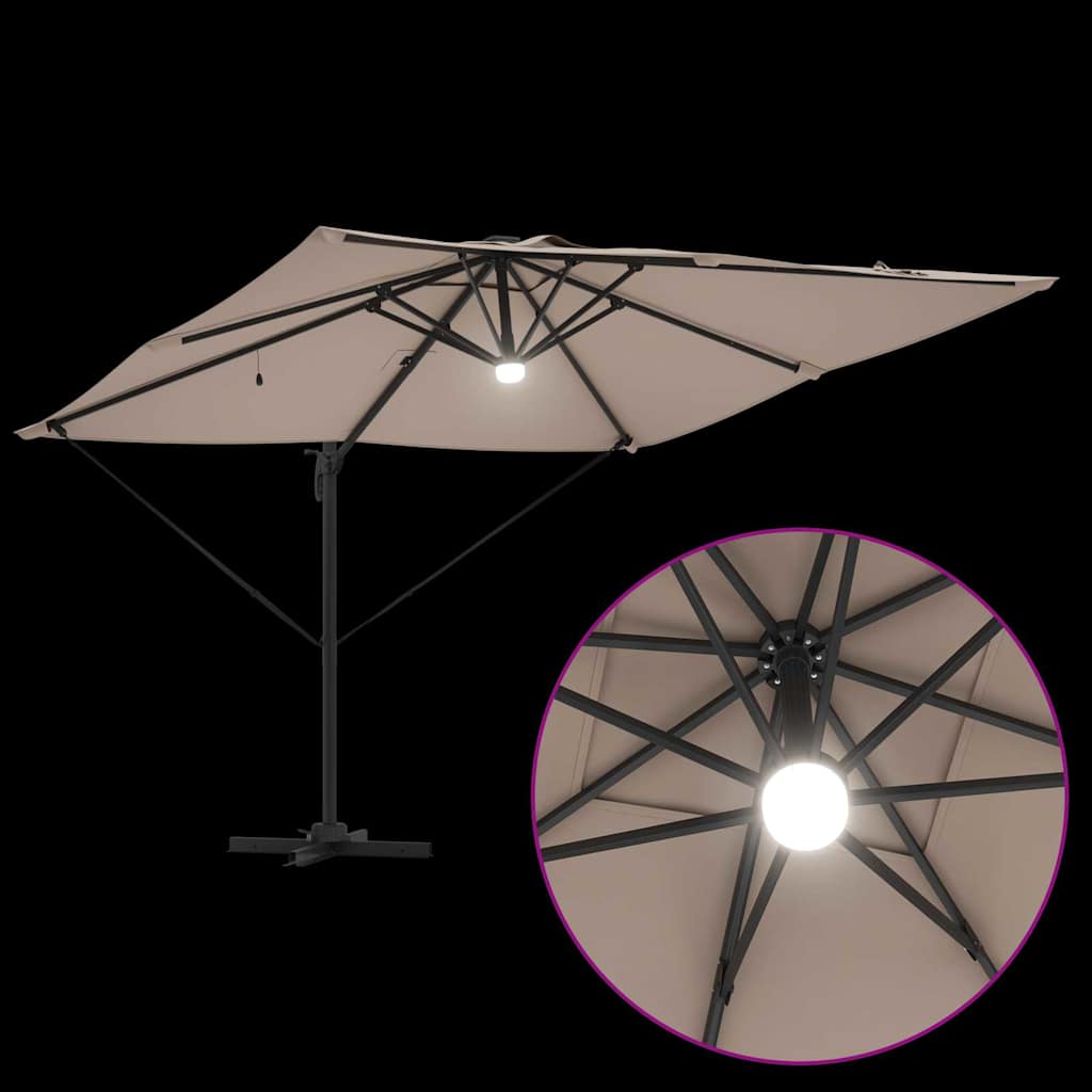 vidaXL Parasol Roma Ze LED Lights Ciemnoszary 286 x 284 x 270 cm