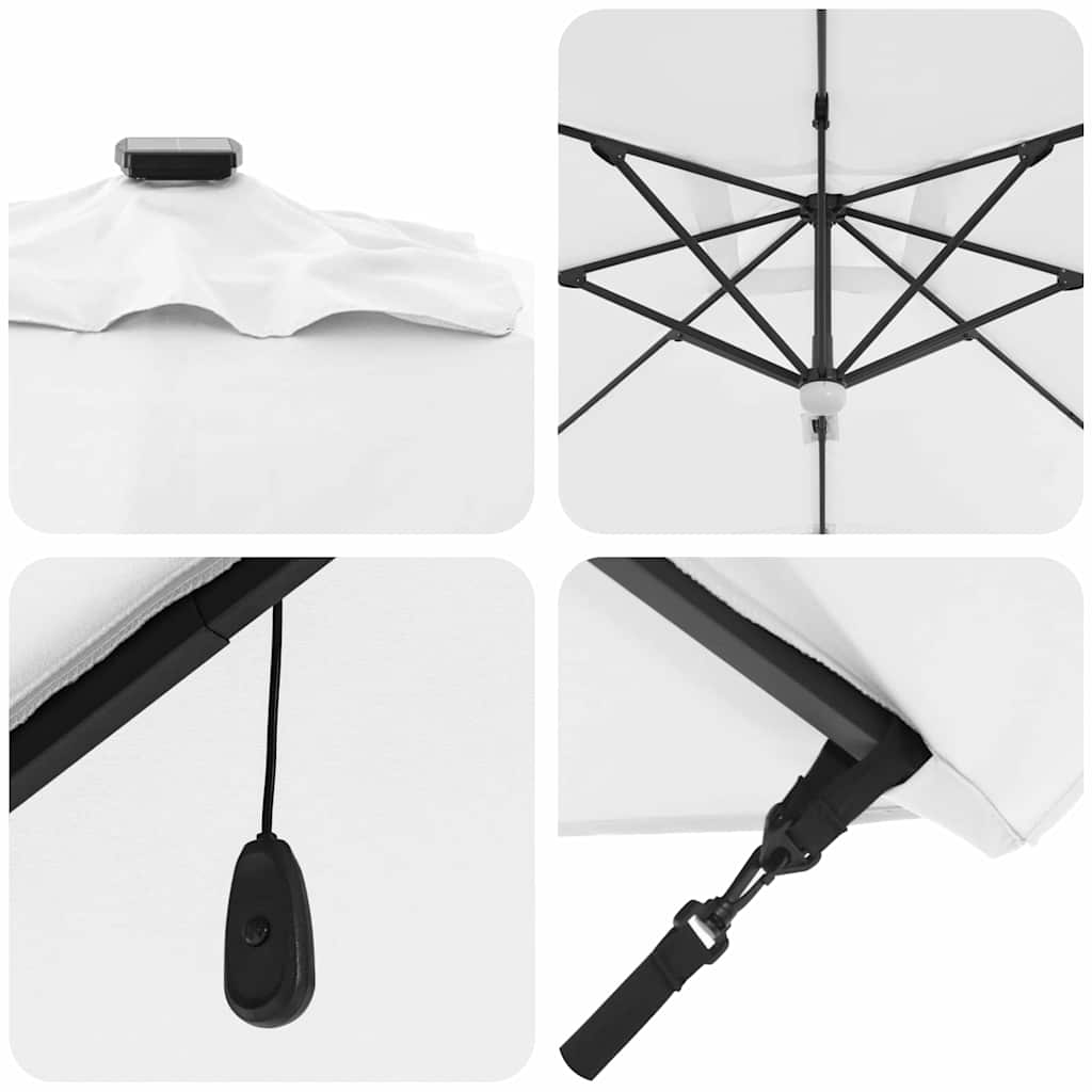 vidaXL Parasol plażowy Ze LED Lights piaskowy 351 x 250 x 253 cm