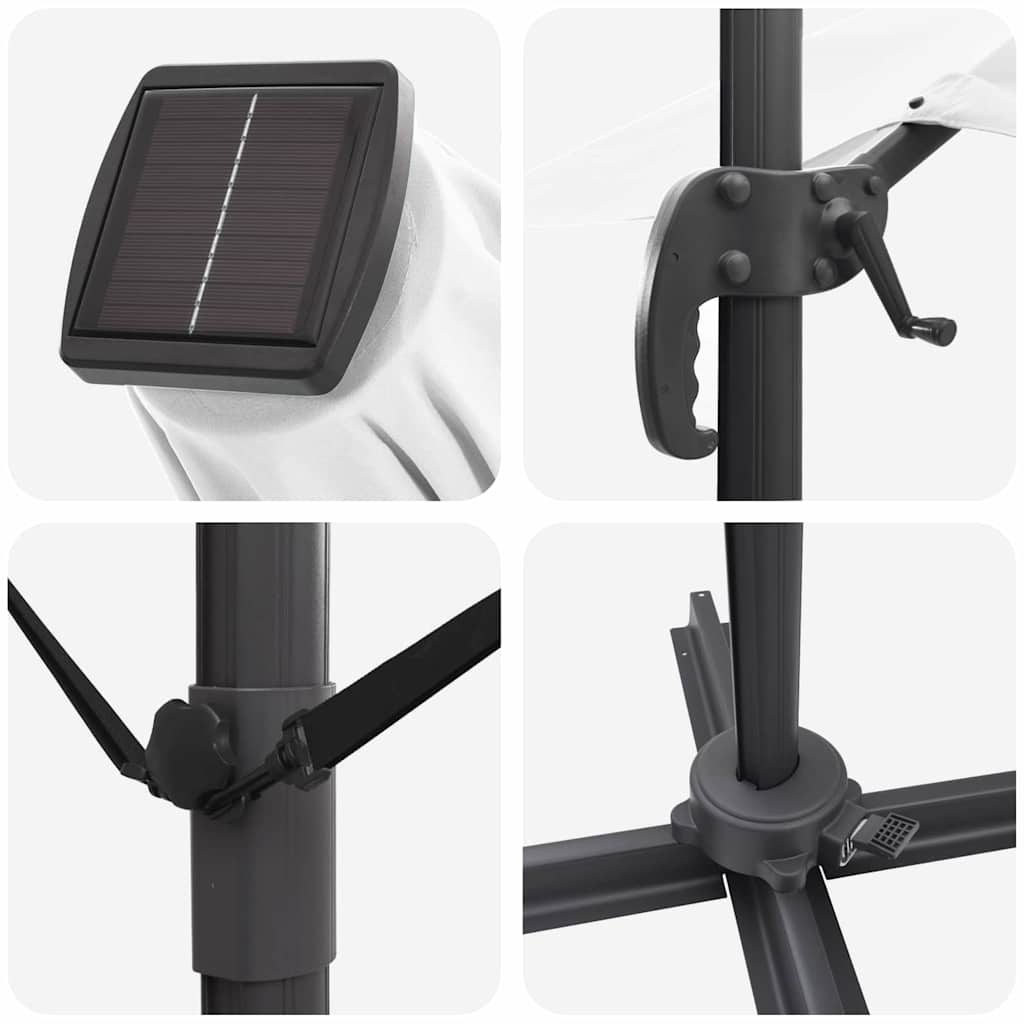 vidaXL Parasol plażowy Ze LED Lights piaskowy 351 x 250 x 253 cm