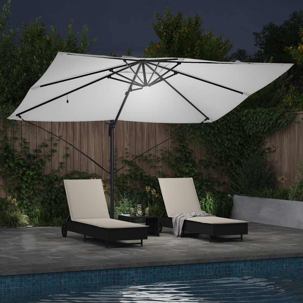 vidaXL Parasol plażowy Ze LED Lights piaskowy 351 x 250 x 253 cm