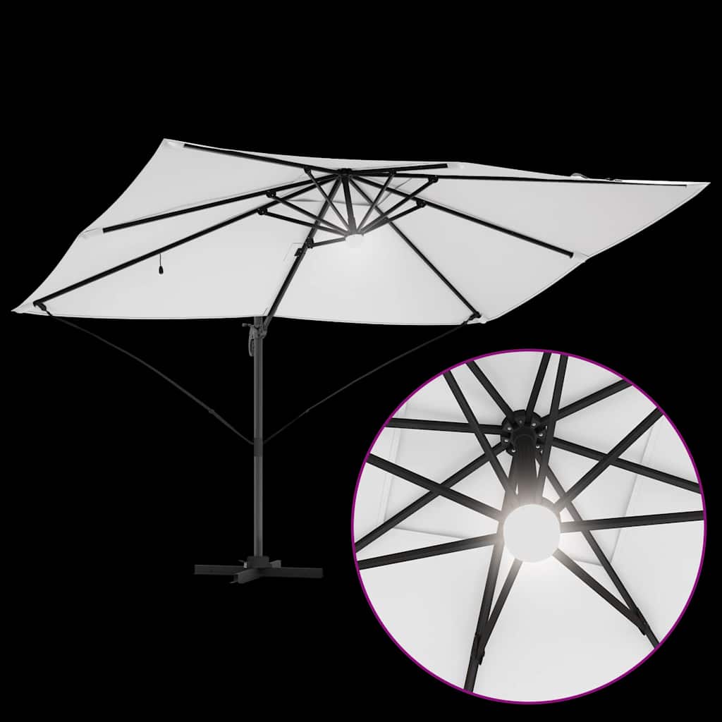 vidaXL Parasol plażowy Ze LED Lights piaskowy 351 x 250 x 253 cm