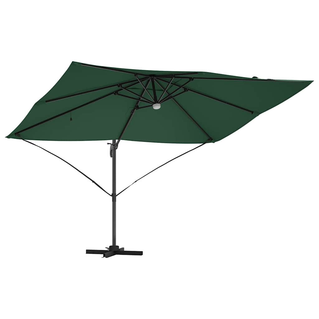 vidaXL Parasol plażowy Ze LED Lights Zielony 351 x 250 x 253 cm