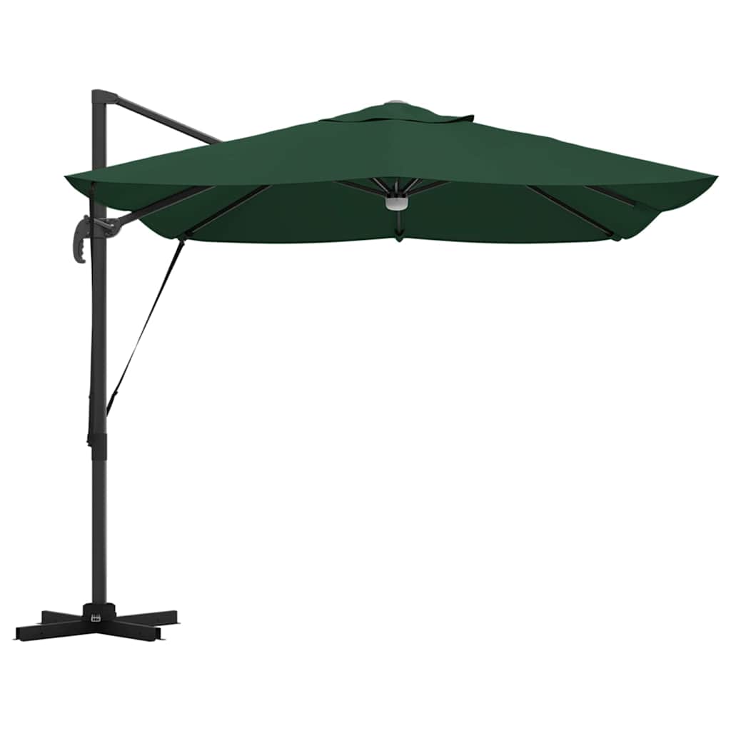 vidaXL Parasol plażowy Ze LED Lights Zielony 351 x 250 x 253 cm