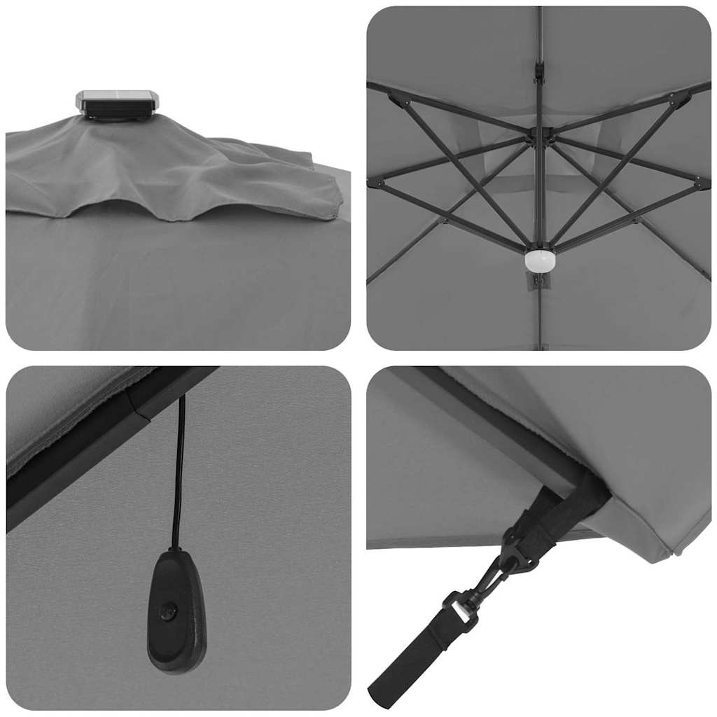 vidaXL Parasol plażowy Ze LED Lights Antracyt 351 x 250 x 253 cm