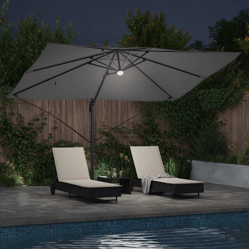 vidaXL Parasol plażowy Ze LED Lights Antracyt 351 x 250 x 253 cm