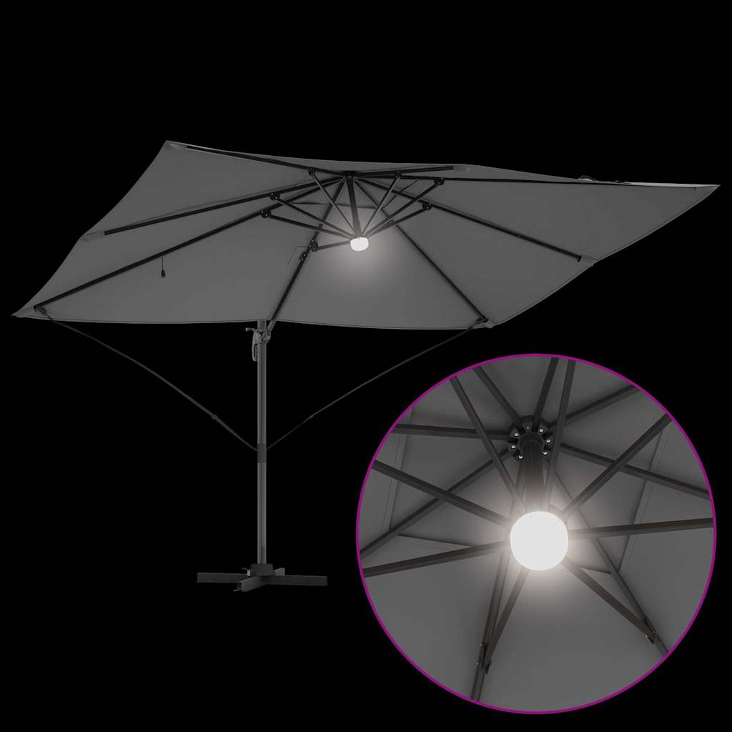 vidaXL Parasol plażowy Ze LED Lights Antracyt 351 x 250 x 253 cm