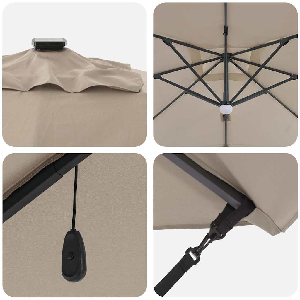 vidaXL Parasol plażowy Ze LED Lights Ciemnoszary 351 x 250 x 253 cm