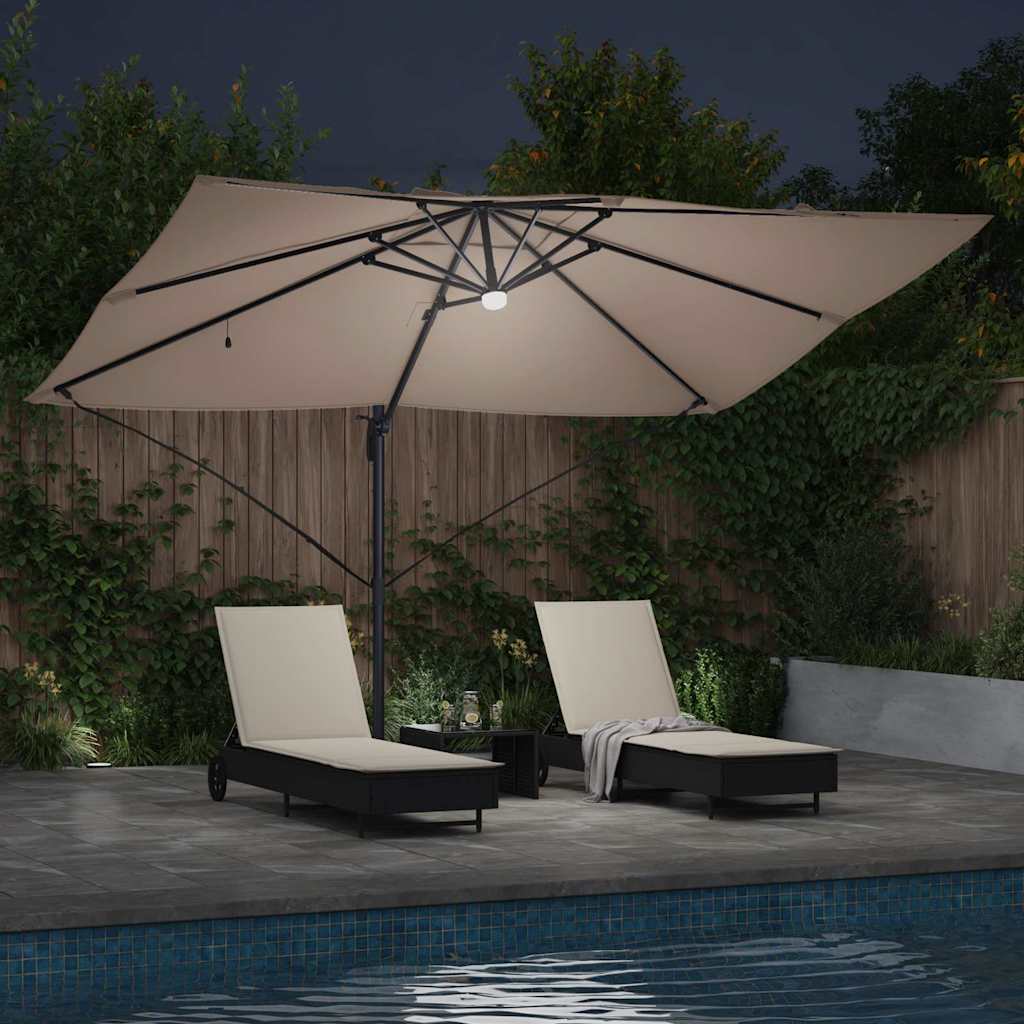 vidaXL Parasol plażowy Ze LED Lights Ciemnoszary 351 x 250 x 253 cm