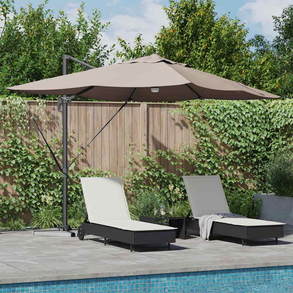 vidaXL Parasol plażowy Ze LED Lights Ciemnoszary 351 x 250 x 253 cm