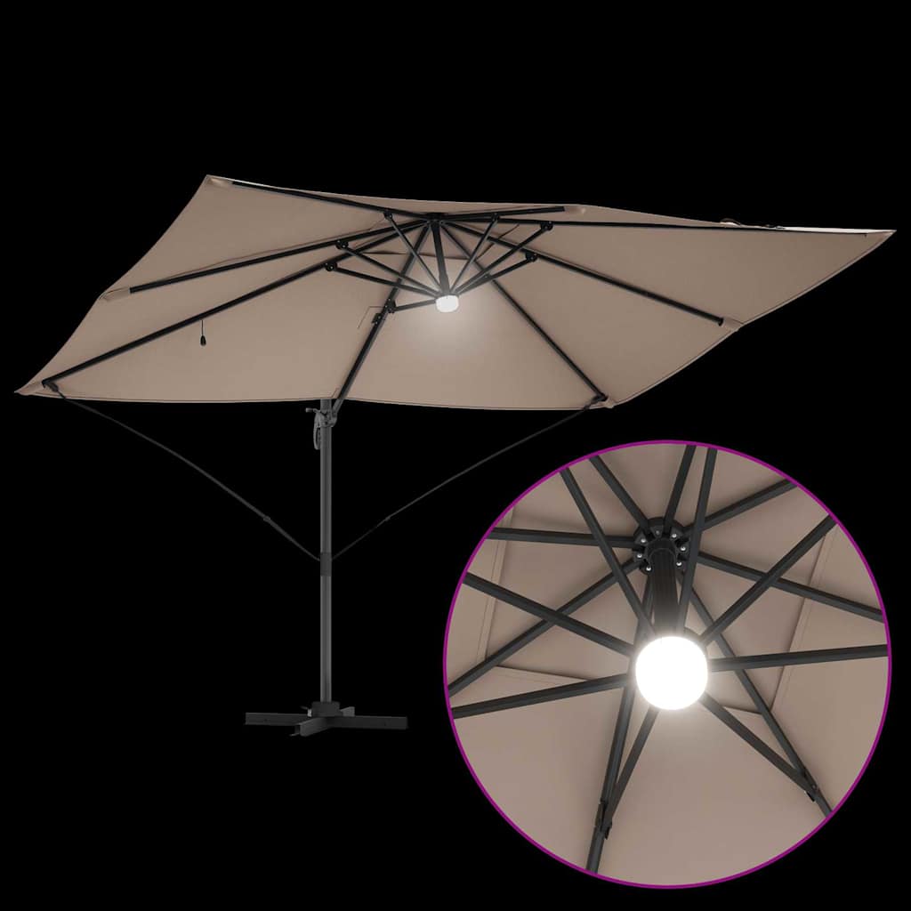 vidaXL Parasol plażowy Ze LED Lights Ciemnoszary 351 x 250 x 253 cm
