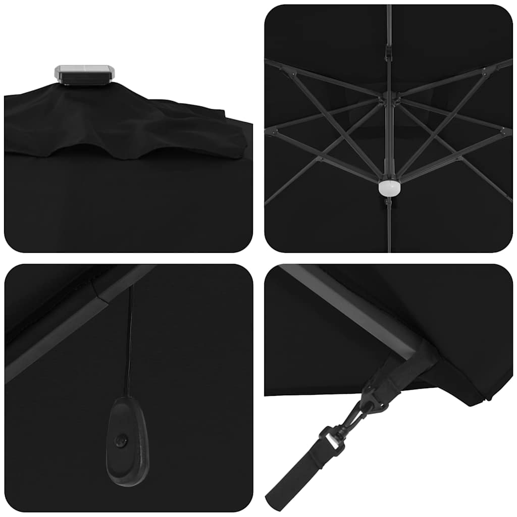 vidaXL Parasol plażowy Czarny 351 x 250 x 253 cm Poliester i aluminium