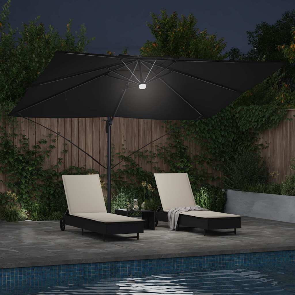 vidaXL Parasol plażowy Czarny 351 x 250 x 253 cm Poliester i aluminium