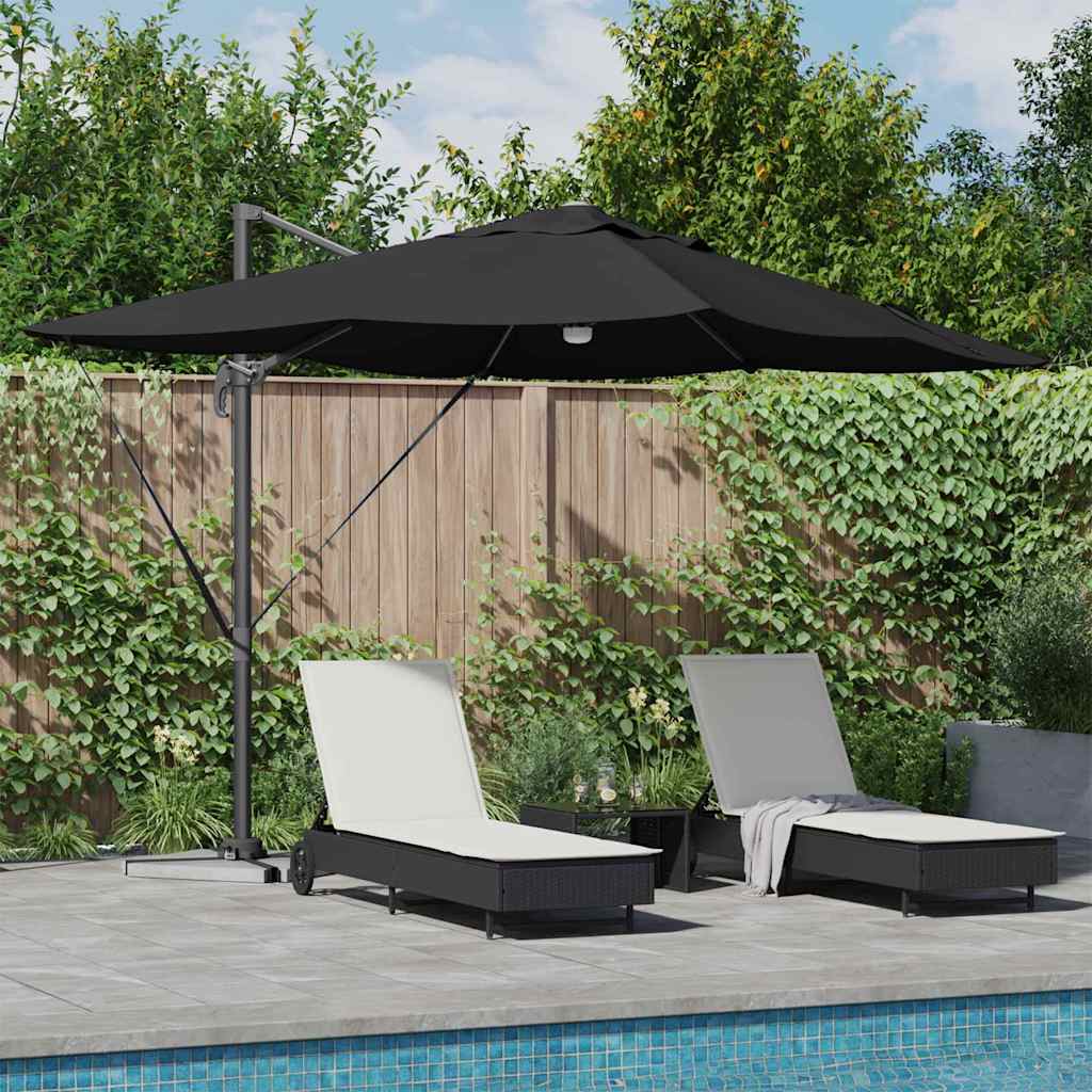 vidaXL Parasol plażowy Czarny 351 x 250 x 253 cm Poliester i aluminium