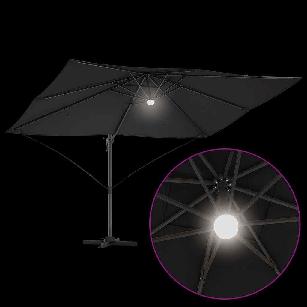 vidaXL Parasol plażowy Czarny 351 x 250 x 253 cm Poliester i aluminium