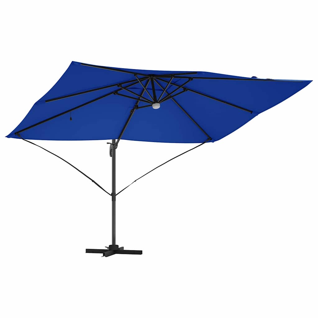 vidaXL Parasol plażowy Ze LED Lights Niebieski azur 351 x 250 x 253 cm