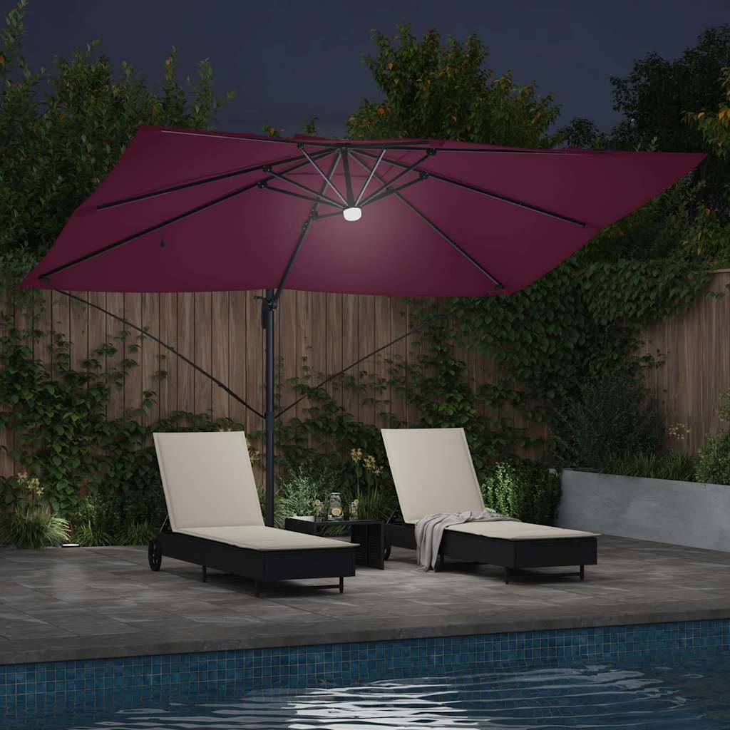 vidaXL Parasol plażowy Bordeaux Czerwony 351 x 250 x 253 cm