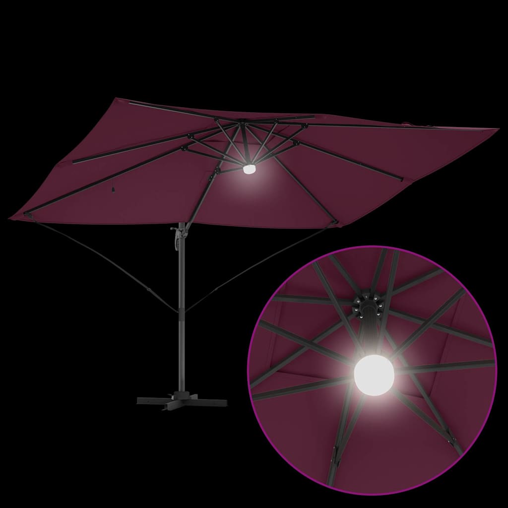 vidaXL Parasol plażowy Bordeaux Czerwony 351 x 250 x 253 cm