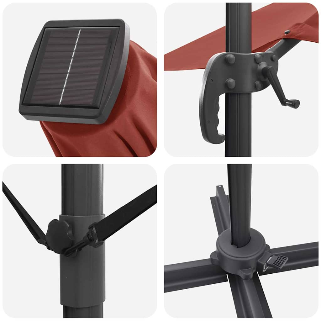vidaXL Parasol plażowy Ze LED Lights terakota 351 x 250 x 253 cm