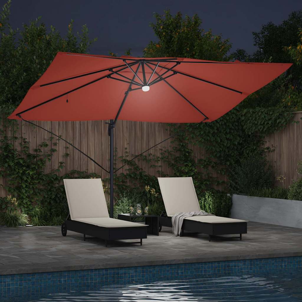 vidaXL Parasol plażowy Ze LED Lights terakota 351 x 250 x 253 cm