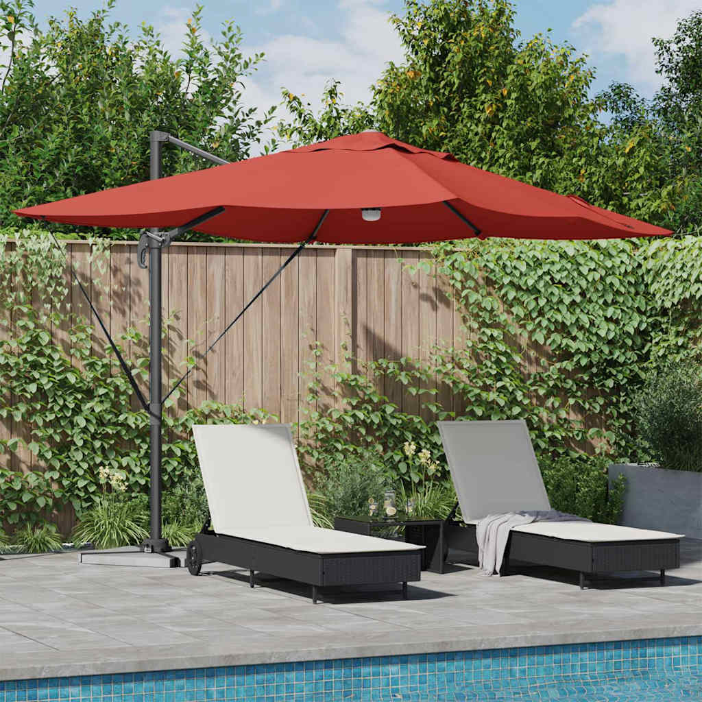 vidaXL Parasol plażowy Ze LED Lights terakota 351 x 250 x 253 cm