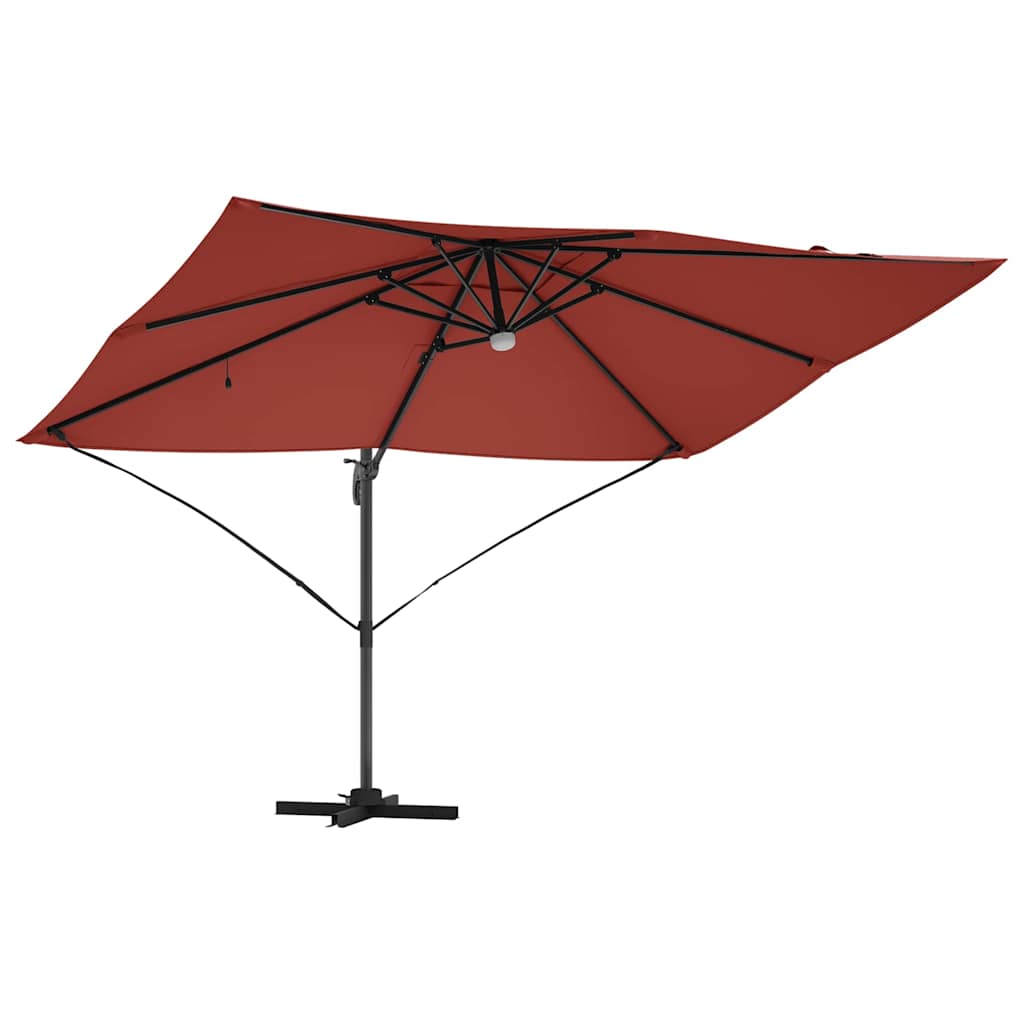 vidaXL Parasol plażowy Ze LED Lights terakota 351 x 250 x 253 cm
