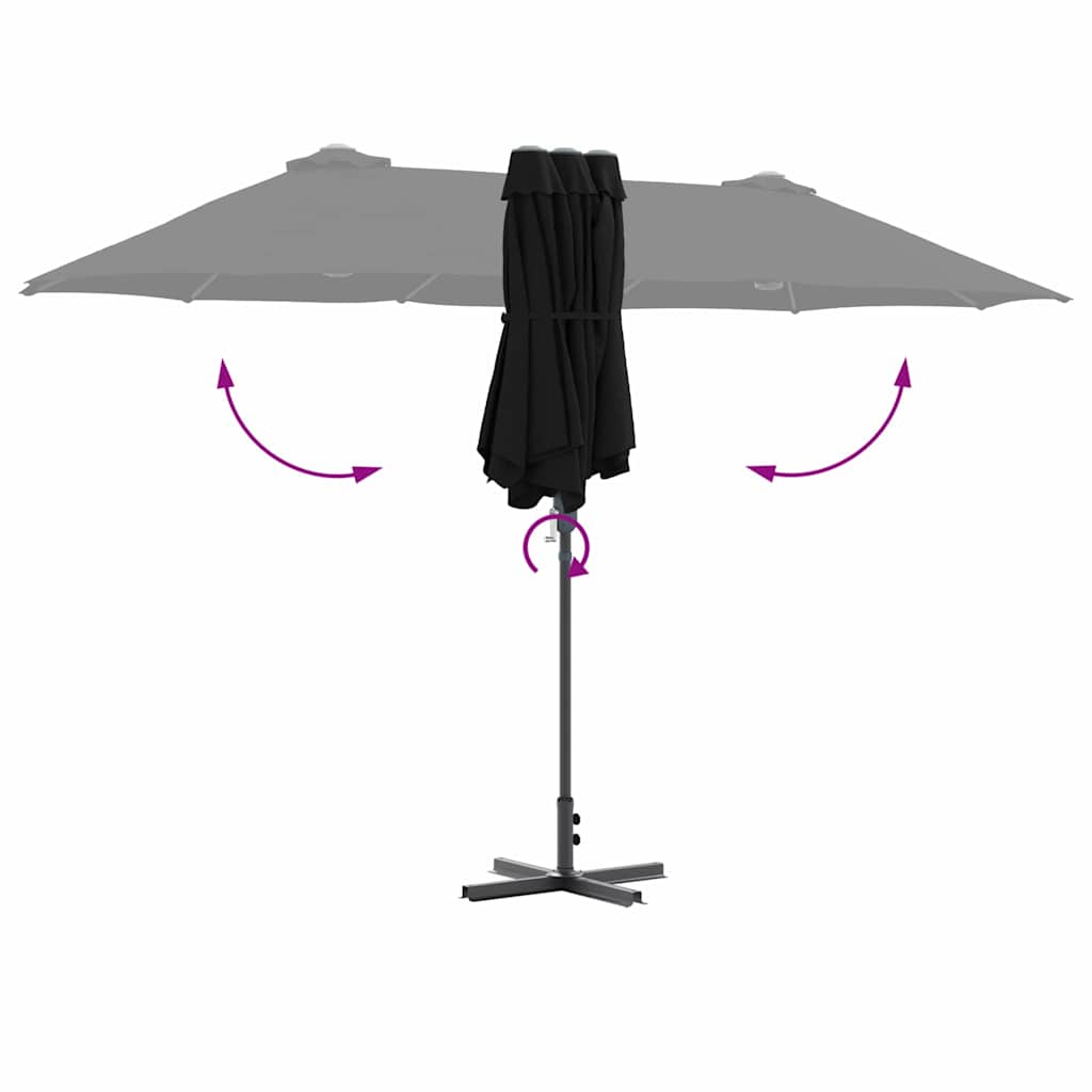 vidaXL Parasolka ogrodowa Czarny 370 x 197 x 239 cm