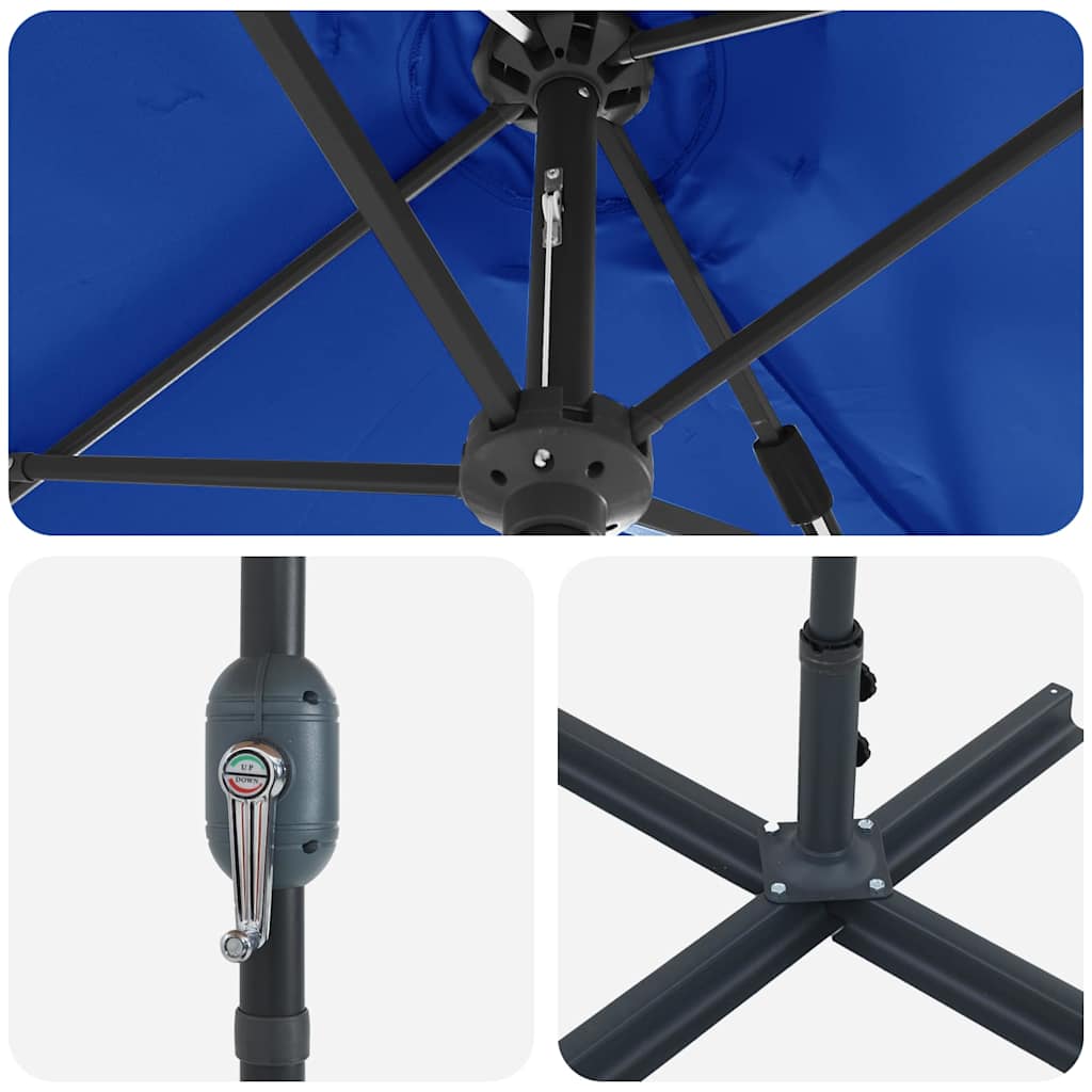vidaXL Parasolka ogrodowa Niebieski azur 370 x 197 x 239 cm