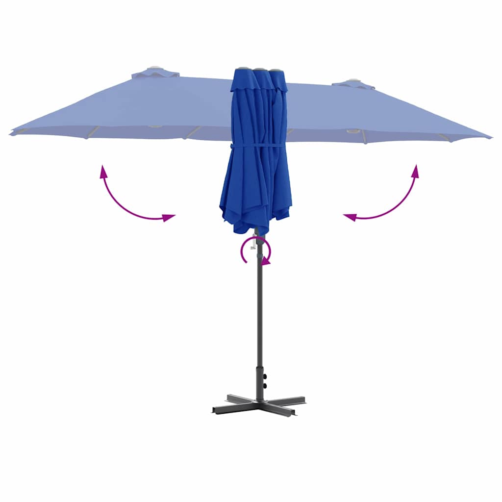 vidaXL Parasolka ogrodowa Niebieski azur 370 x 197 x 239 cm