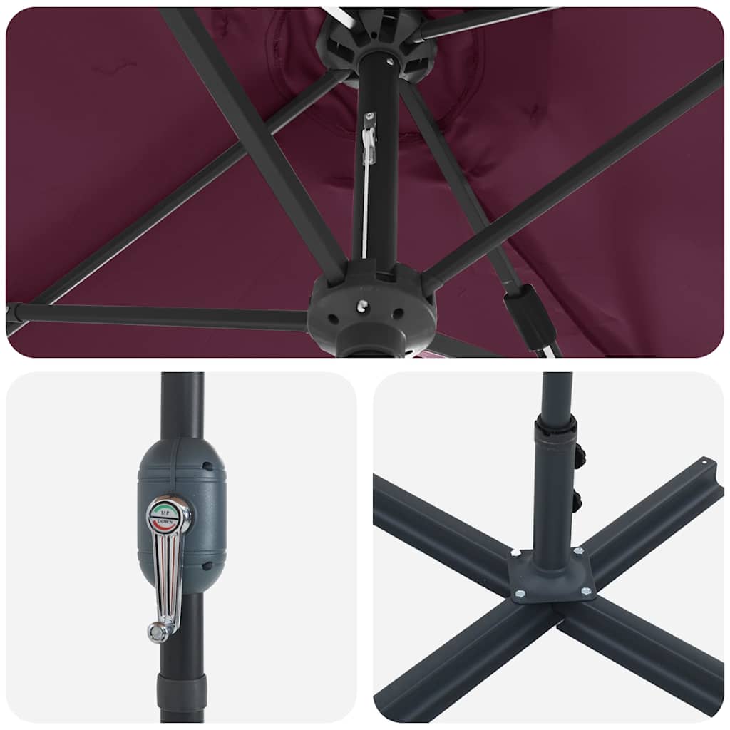 vidaXL Parasolka ogrodowa Bordeaux Czerwony 370 x 197 x 239 cm