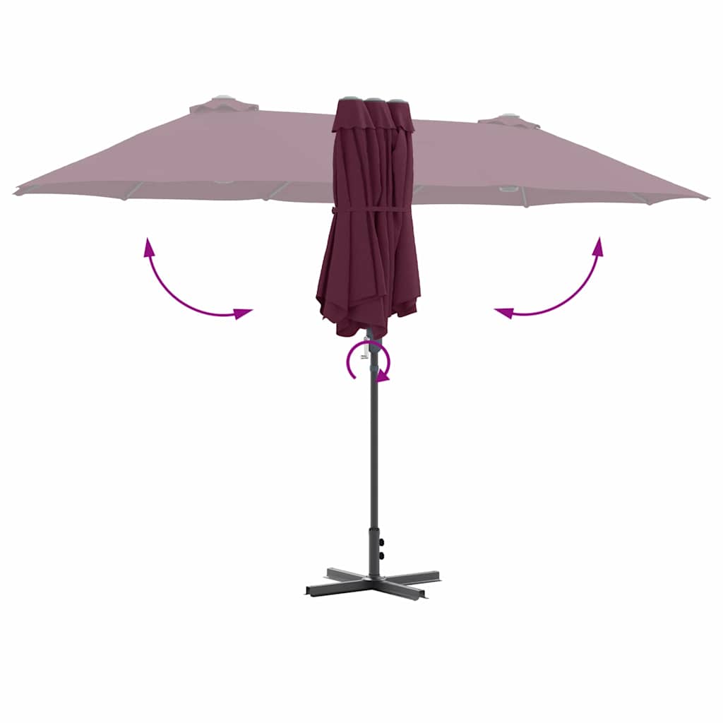 vidaXL Parasolka ogrodowa Bordeaux Czerwony 370 x 197 x 239 cm