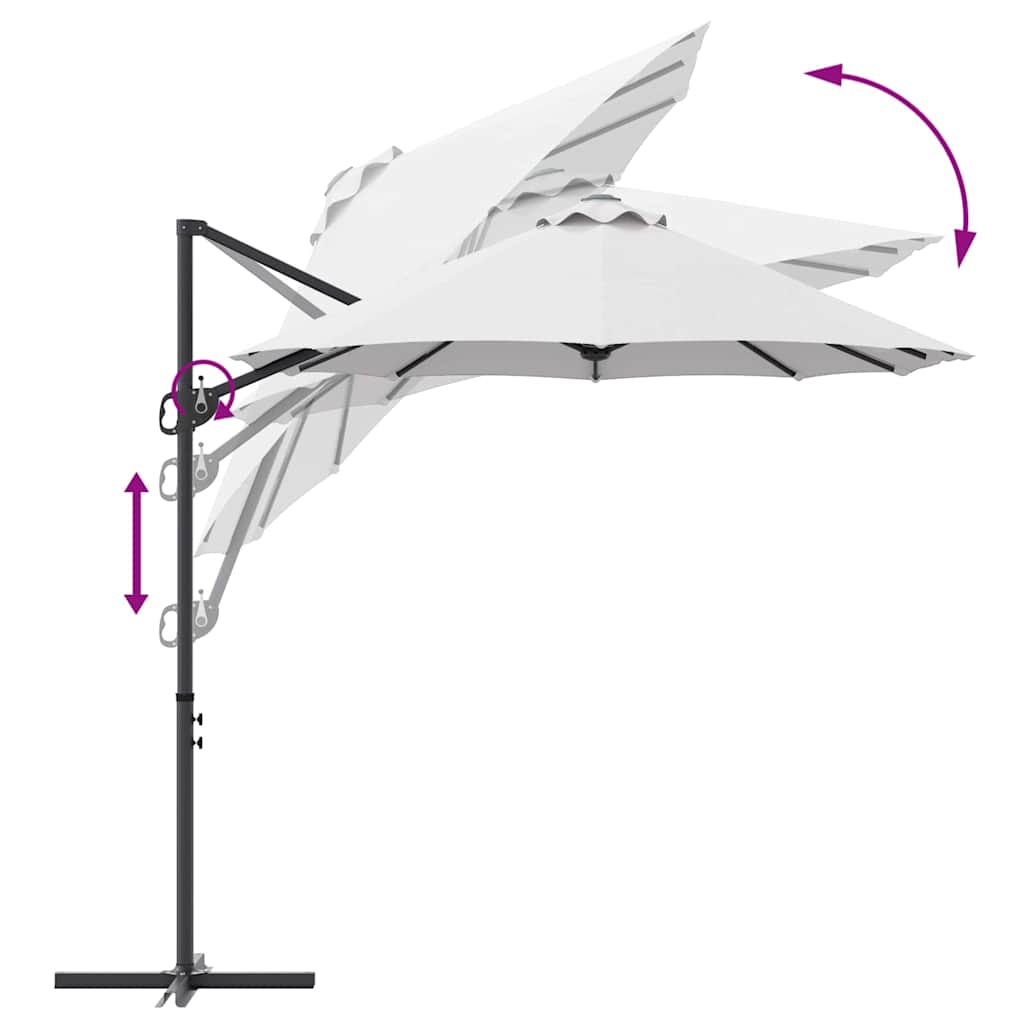 vidaXL Parasol plażowy piaskowy 372 x 198 x 243 cm