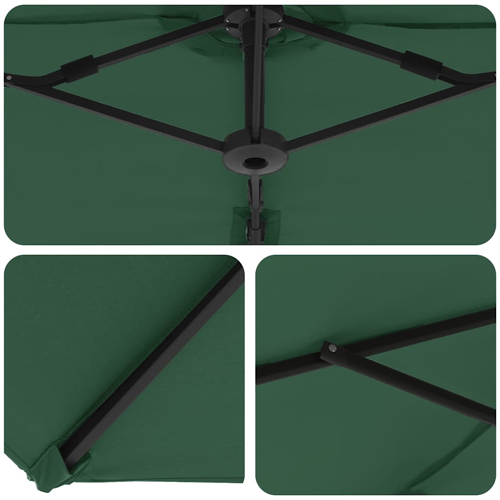 vidaXL Parasol plażowy Zielony 372 x 198 x 243 cm