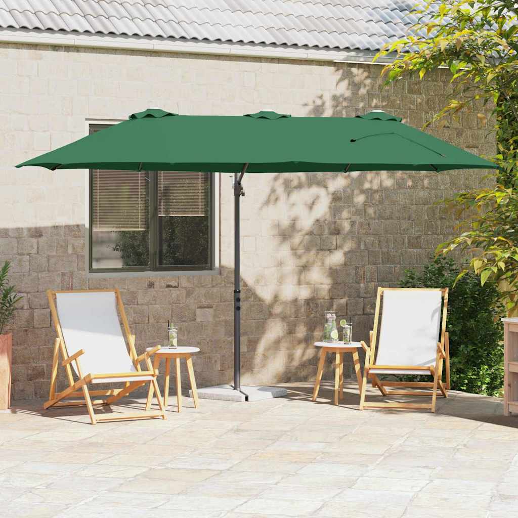 vidaXL Parasol plażowy Zielony 372 x 198 x 243 cm