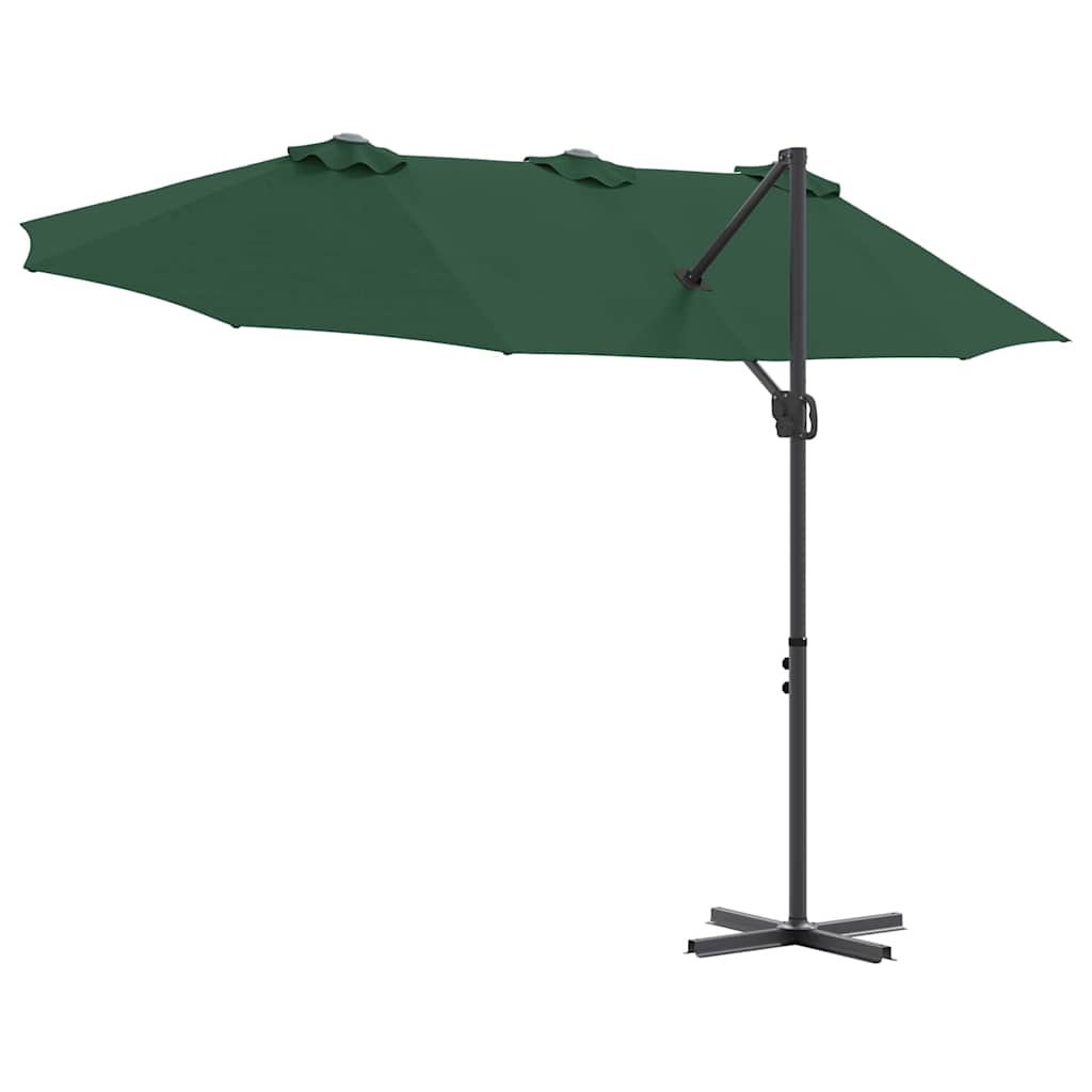 vidaXL Parasol plażowy Zielony 372 x 198 x 243 cm