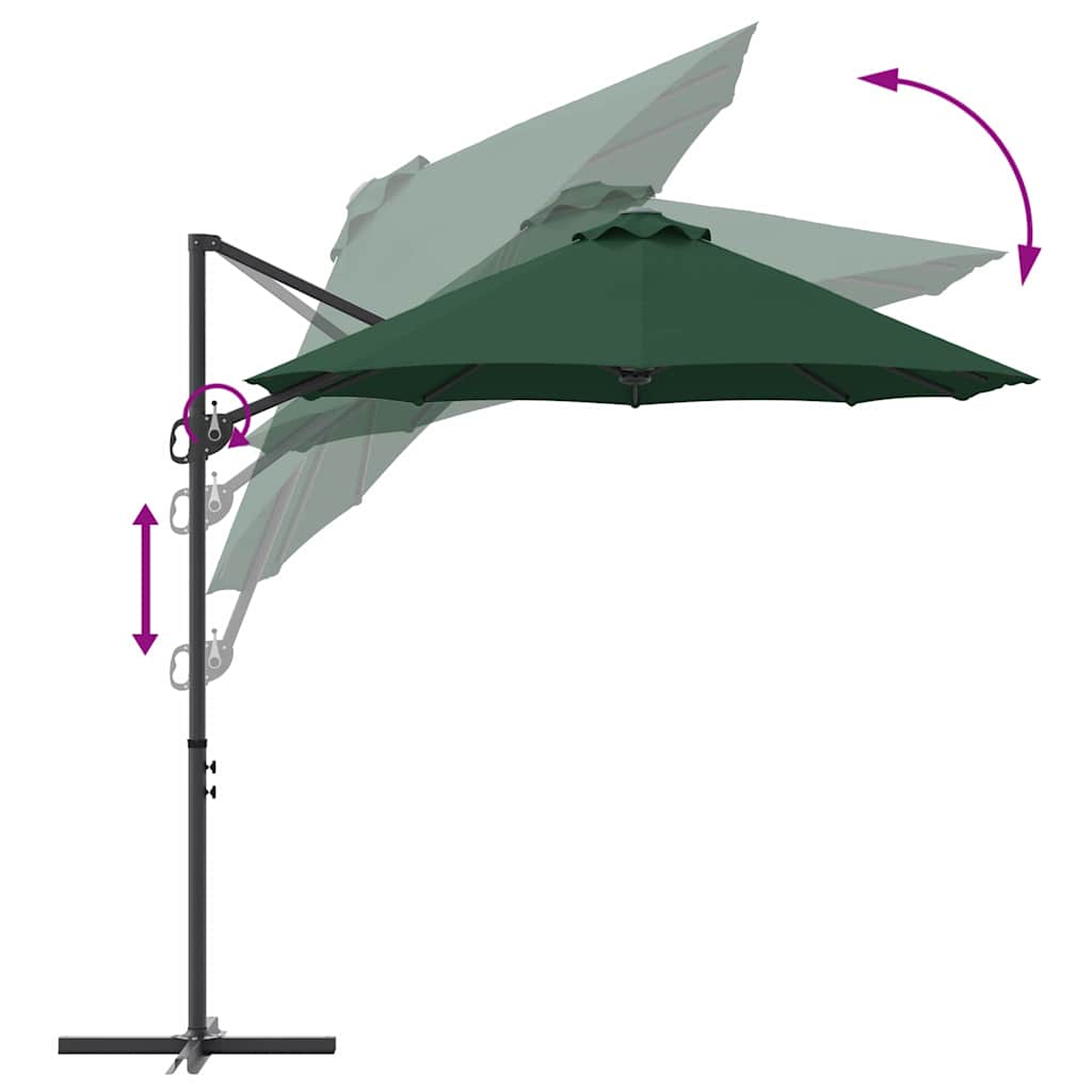 vidaXL Parasol plażowy Zielony 372 x 198 x 243 cm