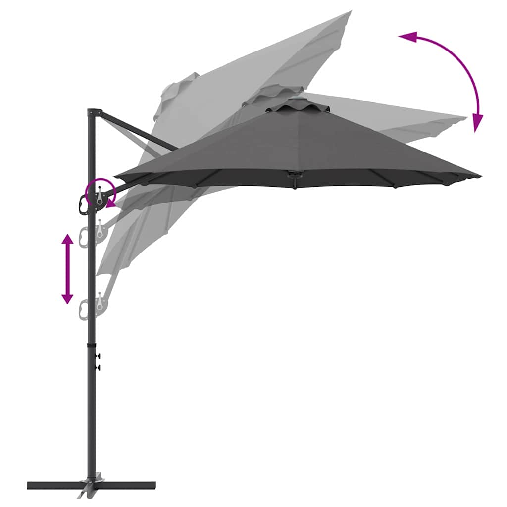 vidaXL Parasol plażowy Antracyt 372 x 198 x 243 cm