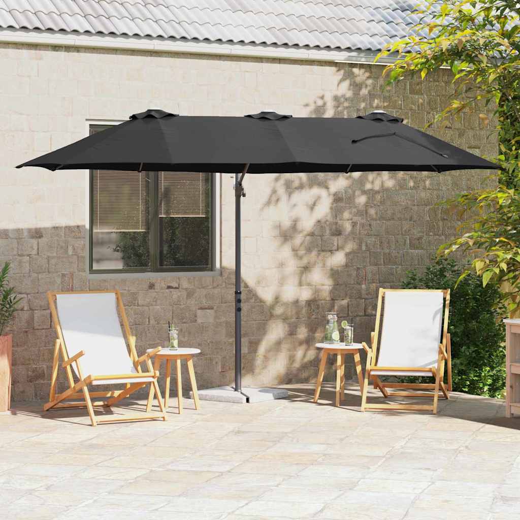 vidaXL Parasol plażowy Czarny 372 x 198 x 243 cm Poliester i aluminium